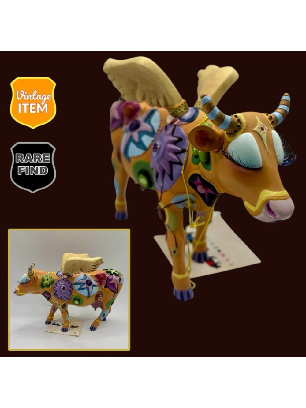 Vintage Cow Parade ANGELI Cow Figurine 9127 from 2000. RARE!